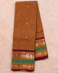 Walnut Brown Pure Chettinad Cotton Handloom Saree