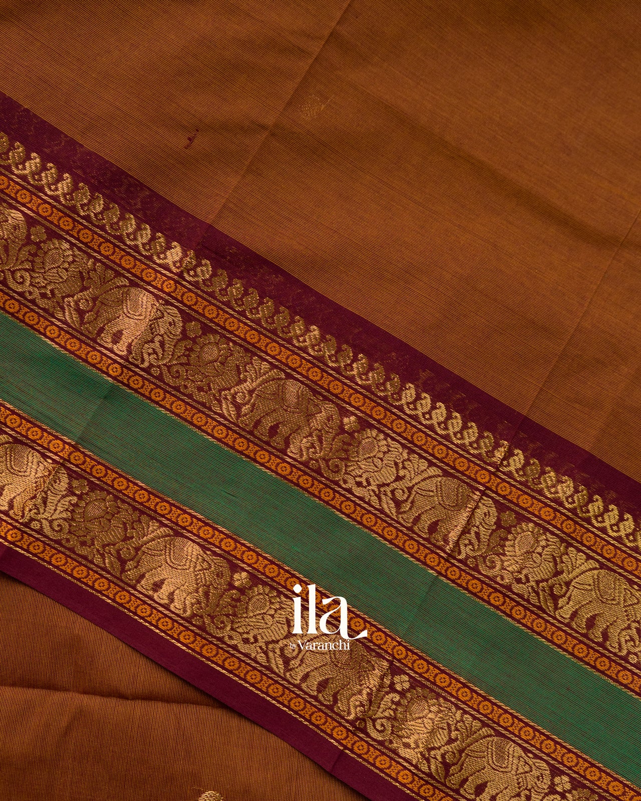 Walnut Brown Pure Chettinad Cotton Handloom Saree