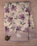 Off White Digital Printed Semi Kota Saree