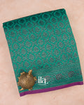 Teal Green Brocade Semi Banarasi Silk Saree