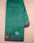 Teal Green Brocade Semi Banarasi Silk Saree