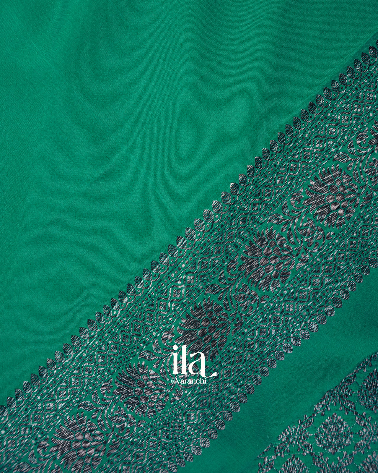 Teal Green Brocade Semi Banarasi Silk Saree