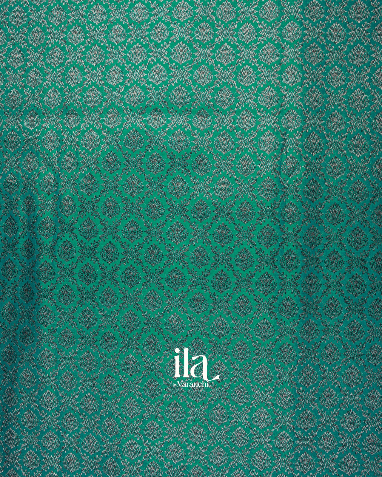 Teal Green Brocade Semi Banarasi Silk Saree