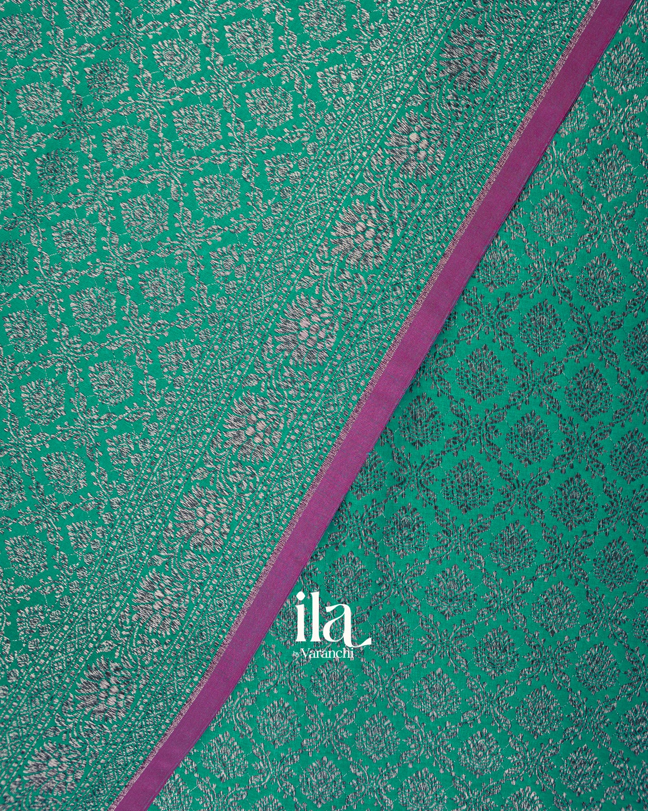 Teal Green Brocade Semi Banarasi Silk Saree