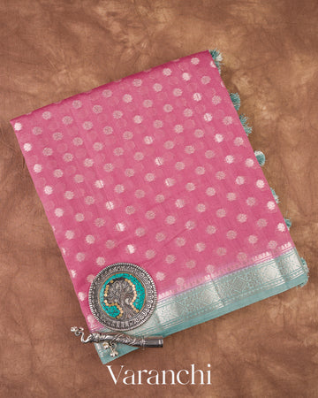 Rosy Pink Chanderi Silk Cotton Saree