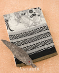Off-White And Black Pure Cotton Saree