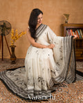 Off-White And Black Pure Cotton Saree