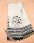 Off-White And Black Pure Cotton Saree