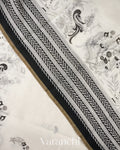 Off-White And Black Pure Cotton Saree