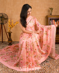 Peachy Pink Digital Printed Cotton Saree