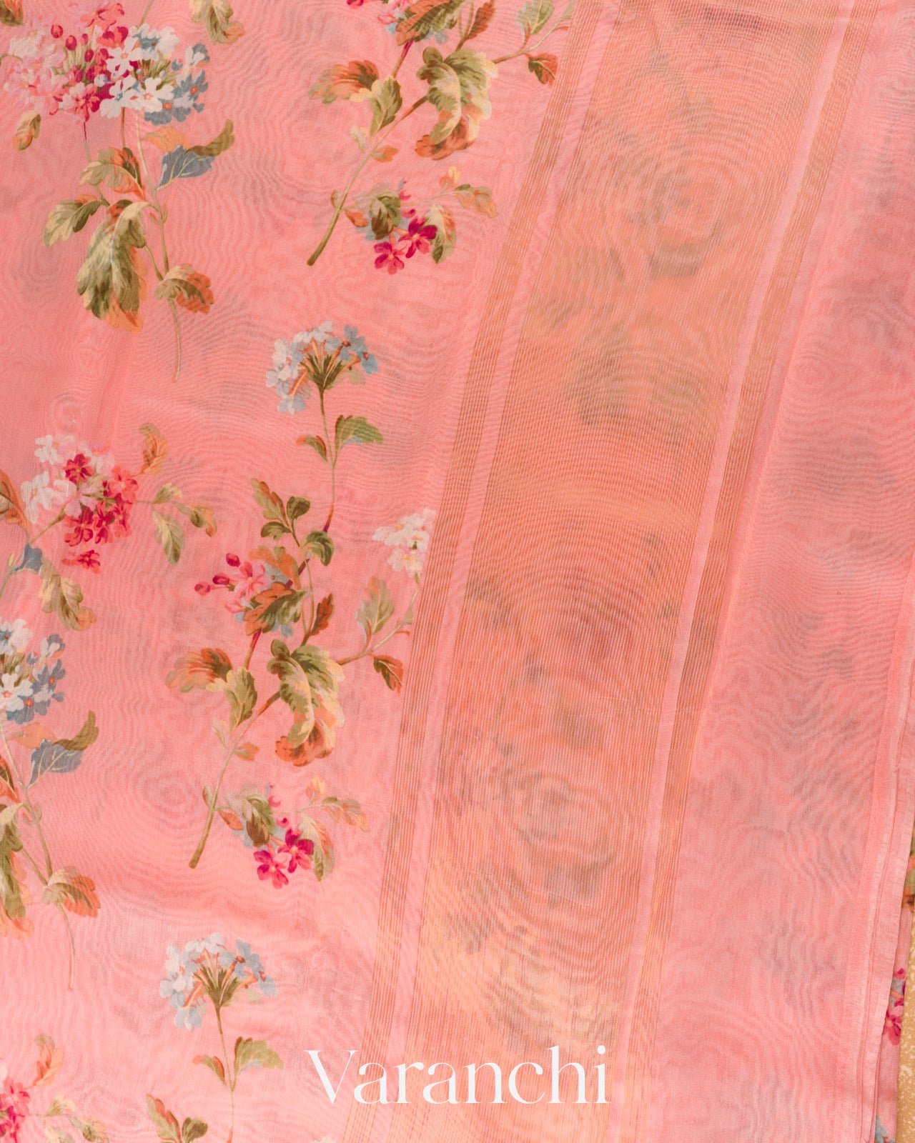 Peachy Pink Digital Printed Cotton Saree