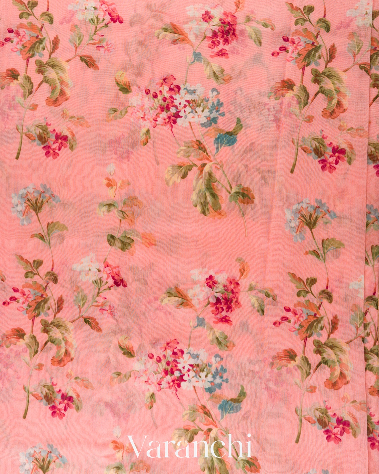 Peachy Pink Digital Printed Cotton Saree