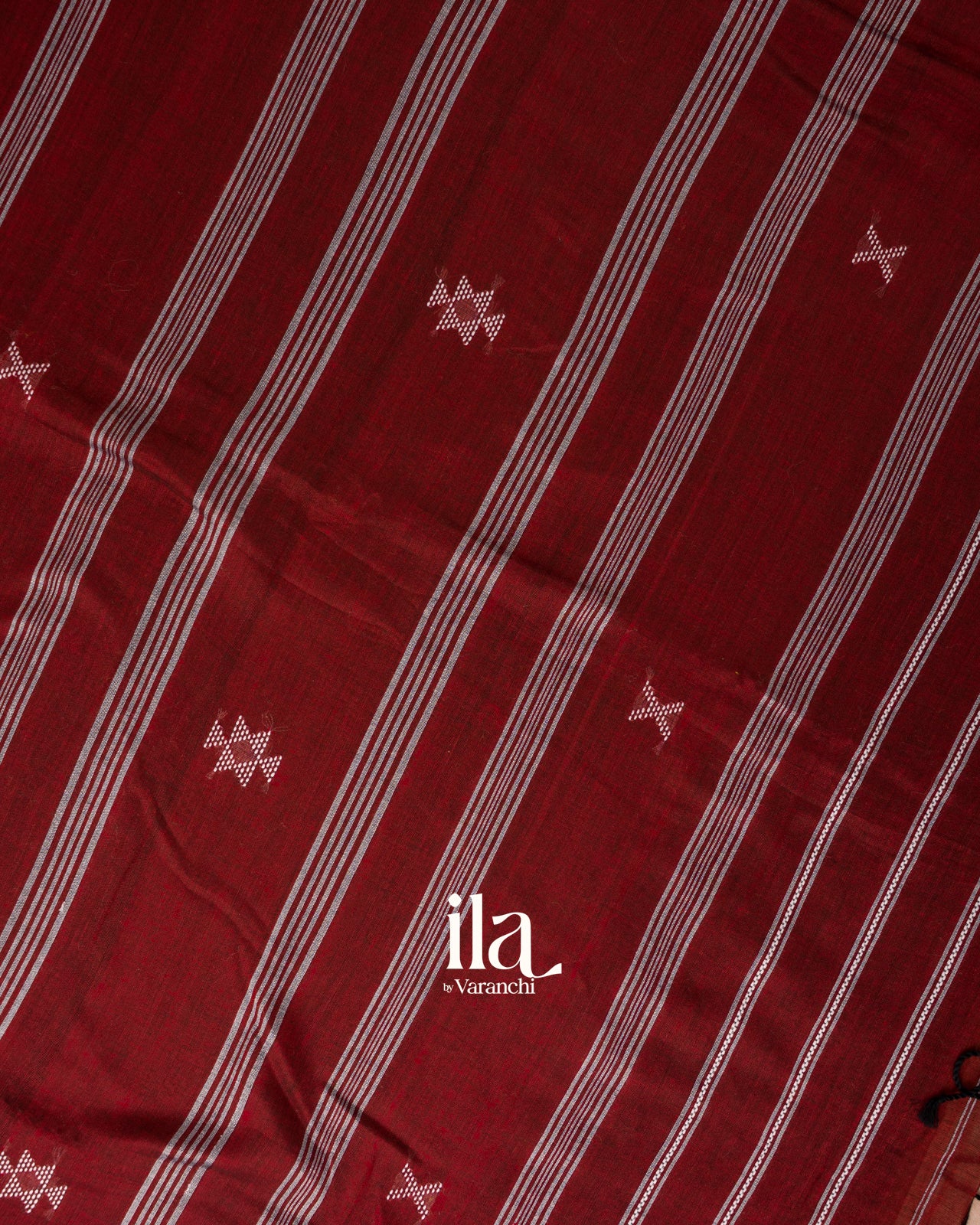 Maroon Bhujodi Stripes Pure Cotton Handloom Saree 