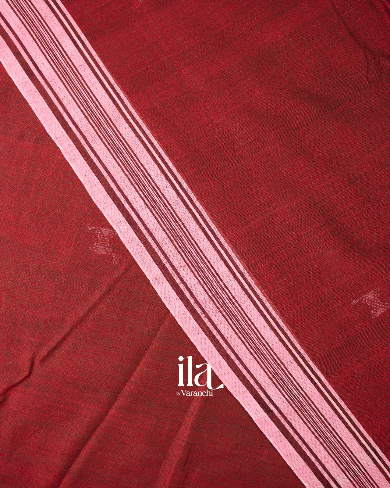 Maroon Bhujodi Stripes Pure Cotton Handloom Saree 