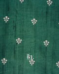 Teal Green Floral Applique Semi Tussar Silk Saree 