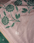 Teal Green Floral Applique Semi Tussar Silk Saree 