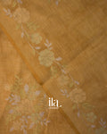 Golden Yellow Hand-Painted and Embroidered Pure Linen Tissue Saree