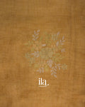 Golden Yellow Hand-Painted and Embroidered Pure Linen Tissue Saree