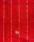 Crimson Red Checkered Semi Mangalgiri Silk Cotton Saree 