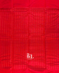 Crimson Red Checkered Semi Mangalgiri Silk Cotton Saree 