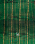 Deep Forest Green Checkered Semi Mangalgiri Silk Cotton Saree