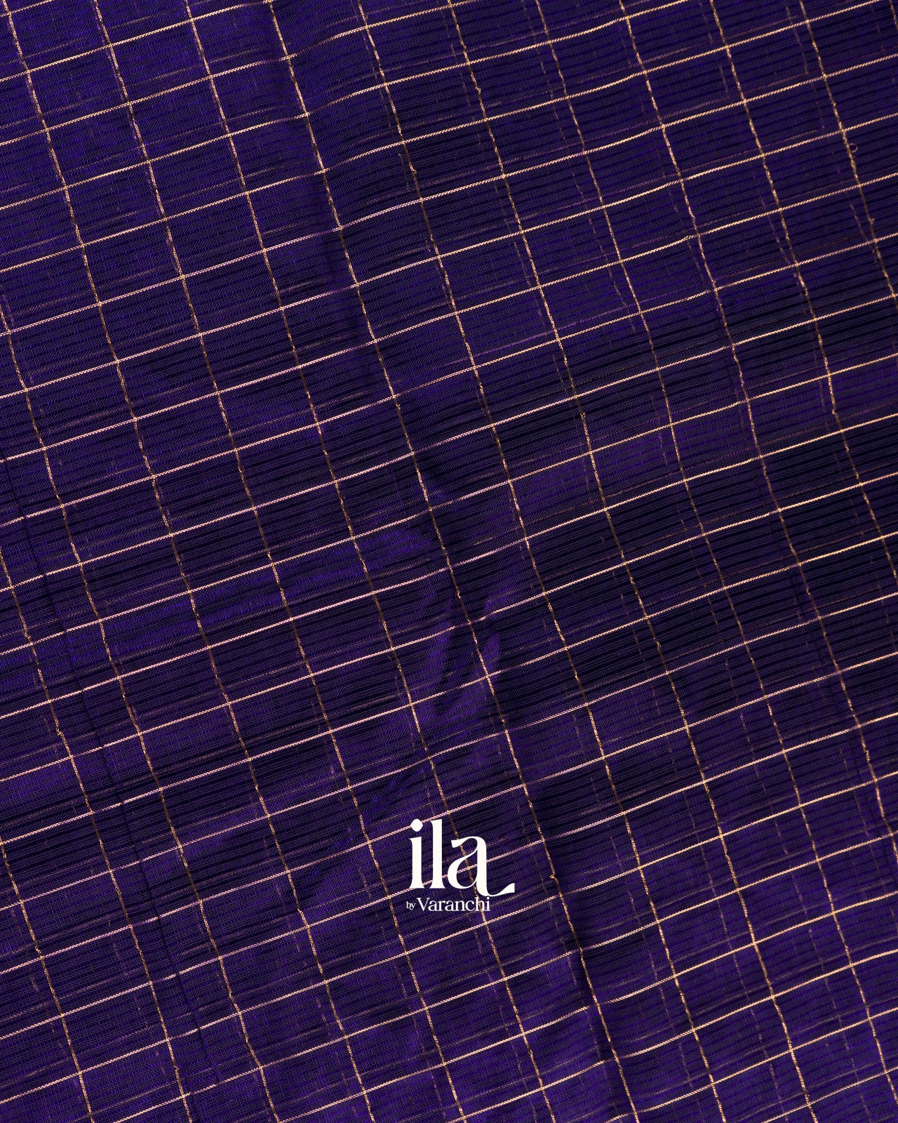 Dark Royal Blue Checkered Semi Mangalgiri Silk Cotton Saree