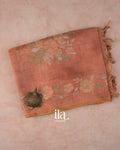 Rustic Copper Hand-Painted and Embroidered Semi Linen Tissue Saree 