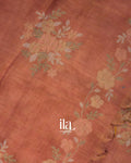 Rustic Copper Hand-Painted and Embroidered Semi Linen Tissue Saree 