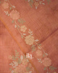 Rustic Copper Hand-Painted and Embroidered Semi Linen Tissue Saree 