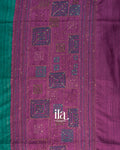 Purple and Turquoise Blue Embroidered Semi Tussar Silk Saree