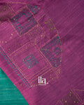 Purple and Turquoise Blue Embroidered Semi Tussar Silk Saree