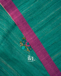 Purple and Turquoise Blue Embroidered Semi Tussar Silk Saree