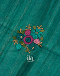 Purple and Turquoise Blue Embroidered Semi Tussar Silk Saree