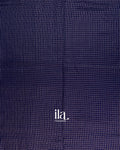 Navy Blue Checks and  Floral Emboidered Semi Silk Saree 