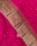 Rani Pink Bandhani Semi Silk Saree -Border