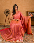 Coral Pink Pure Banarasi Semi Silk Saree