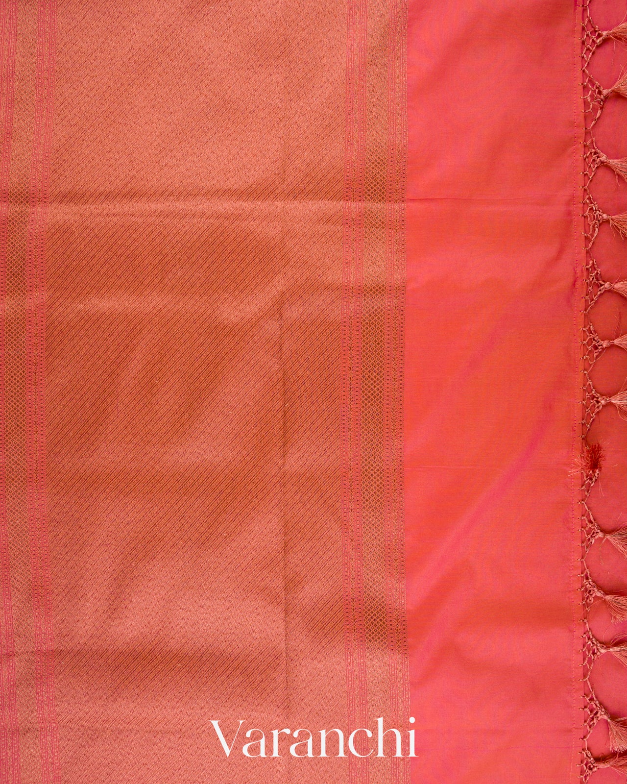 Coral Pink Pure Banarasi Semi Silk Saree
