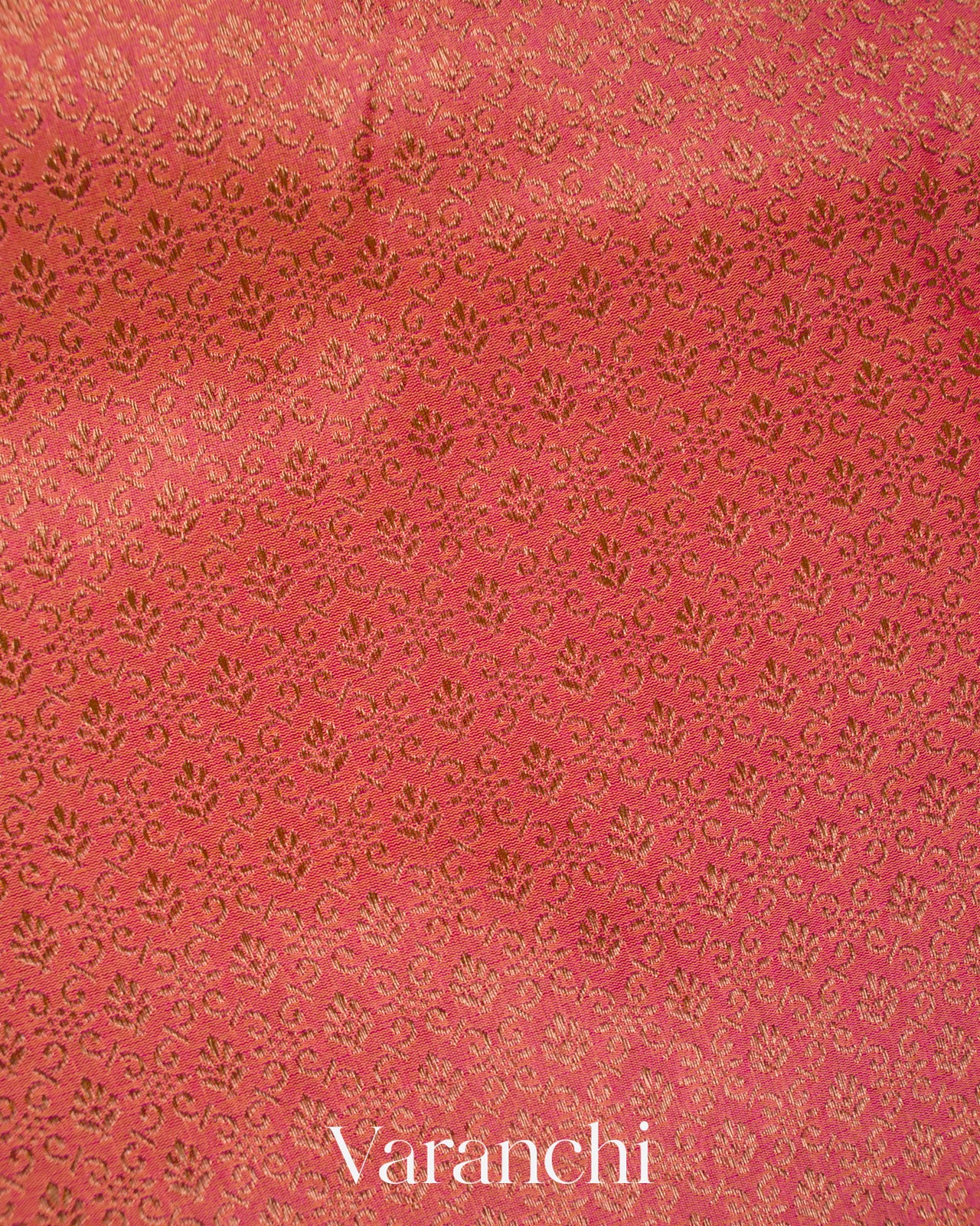 Coral Pink Pure Banarasi Semi Silk Saree