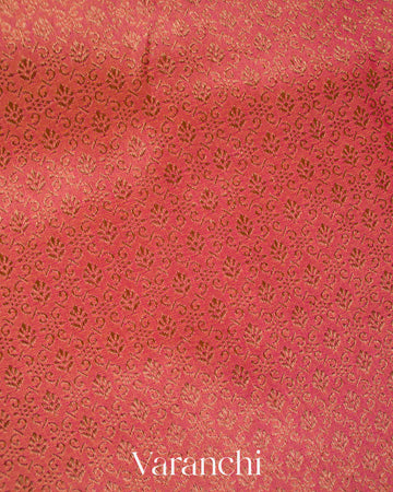 Coral Pink Pure Banarasi Semi Silk Saree