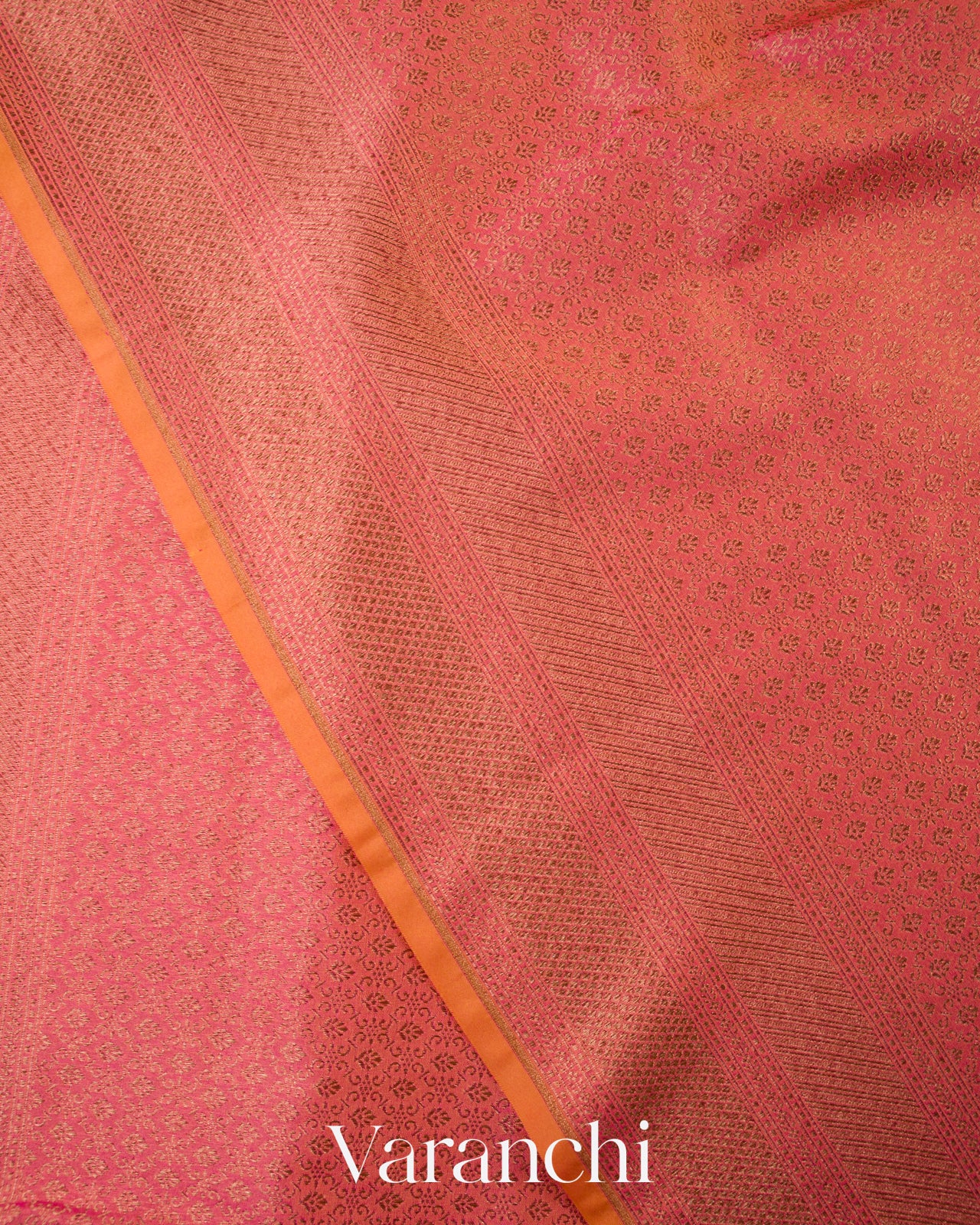 Coral Pink Pure Banarasi Semi Silk Saree