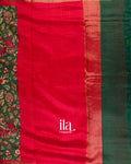 Bottle Green Kalamkari Pure Chanderi Cotton Saree