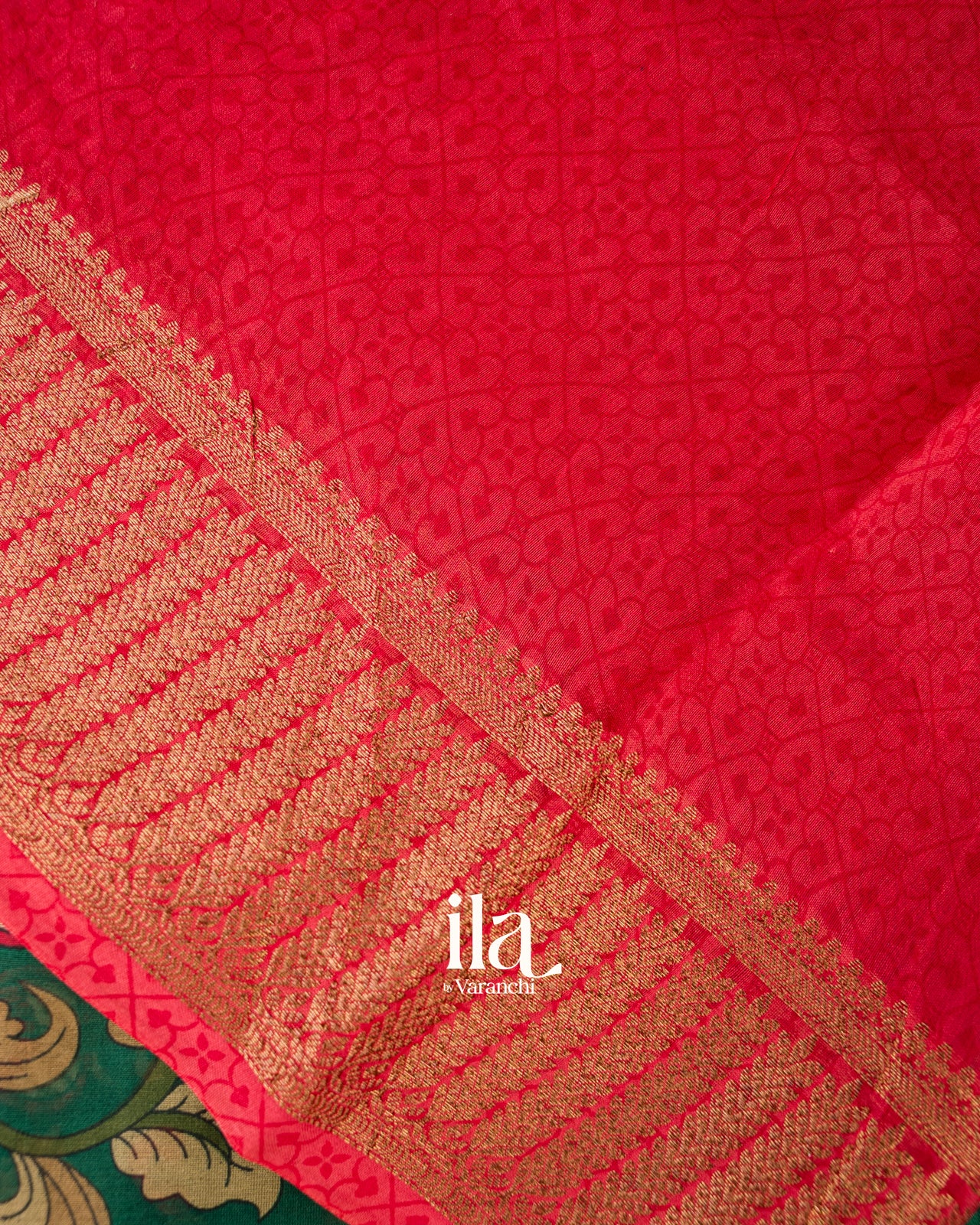 Bottle Green Kalamkari Pure Chanderi Cotton Saree