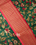 Bottle Green Kalamkari Pure Chanderi Cotton Saree