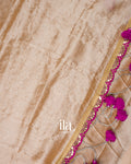 Warm Beige Lace Bordered Cotton Tissue Saree 