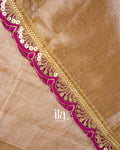 Warm Beige Lace Bordered Cotton Tissue Saree 
