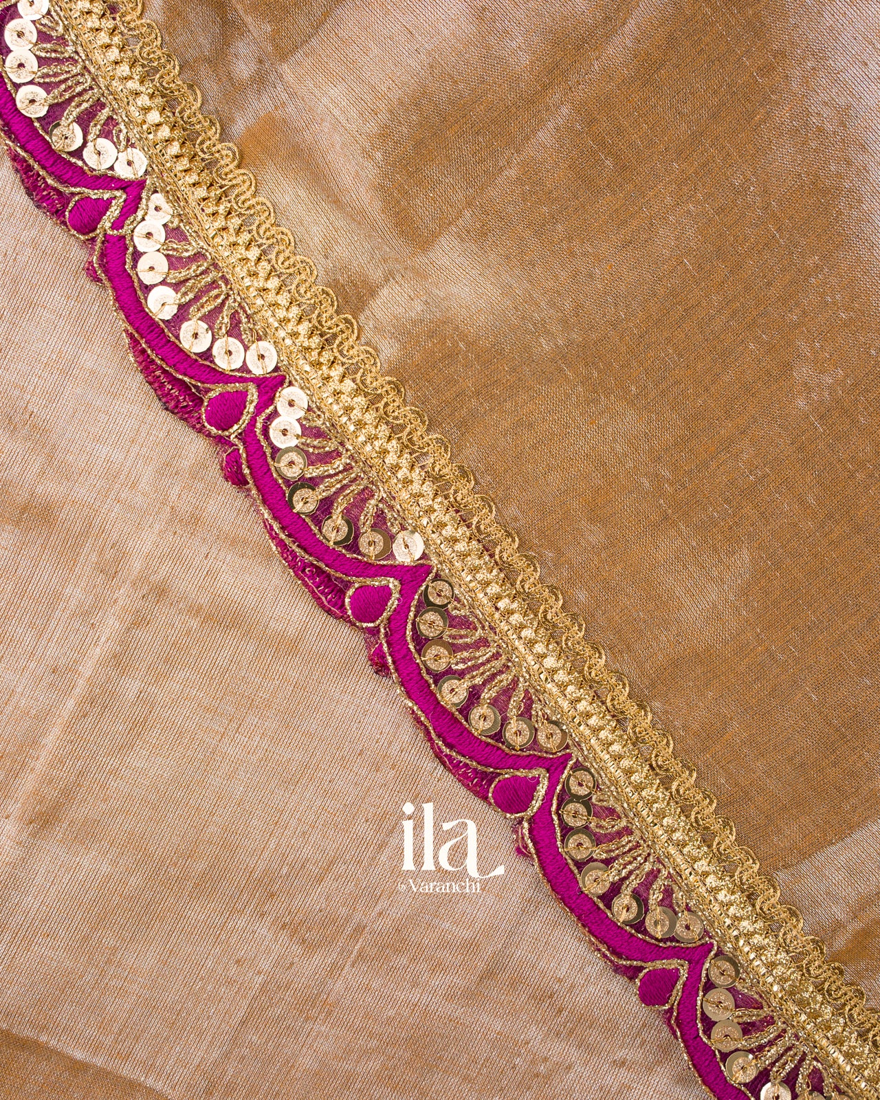 Warm Beige Lace Bordered Cotton Tissue Saree 