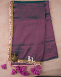 Dusty Plum Lace Bordered Cotton Tissue Saree 