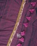 Dusty Plum Lace Bordered Cotton Tissue Saree 