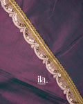 Dusty Plum Lace Bordered Cotton Tissue Saree 
