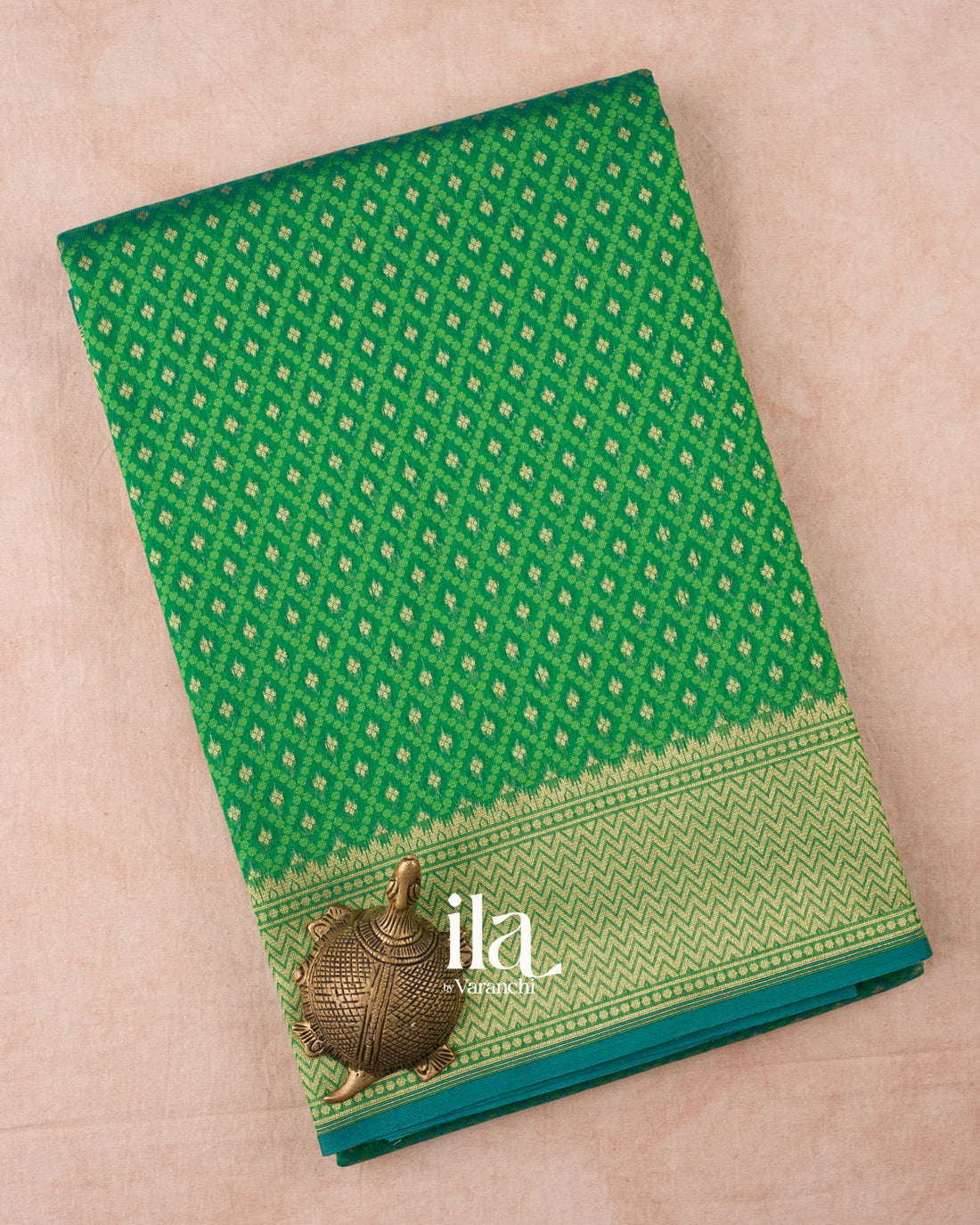 Emarald Green Semi Chanderi Cotton Saree 